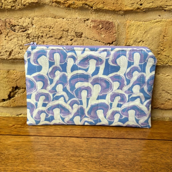 Mushroom Print Quilted Fabric Organiser Pouch 