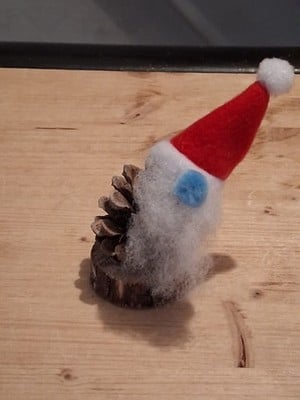 Pine Cone Christmas Gonk decoration with Blue Nose