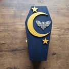 Celestial Death Head Moth Handmade Coffin Shaped Wooden Jewellery or Trinket Box