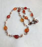 Carnelian and pearl copper wire necklace, June and July birthstone, Cancer sign - Image 8