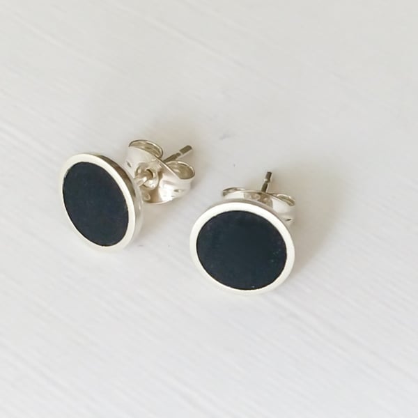 Colour Dot Studs Black, minimalist everyday earrings 