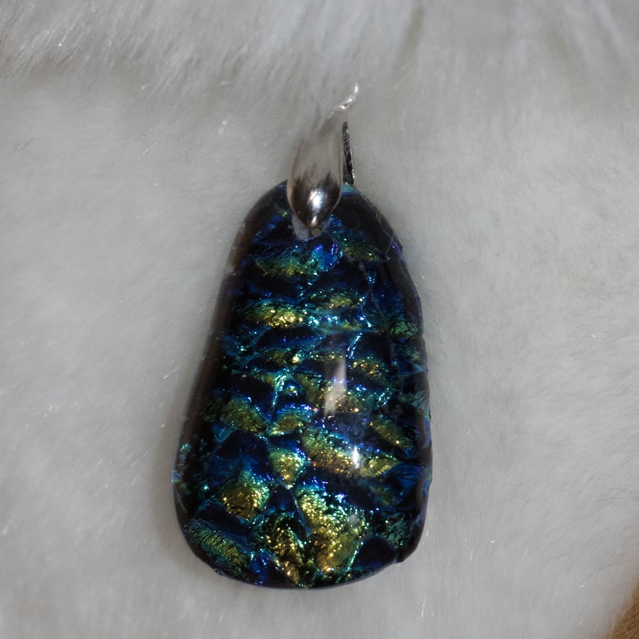 Blue and Gold coloured Dichroic Glass Pendant - 1194