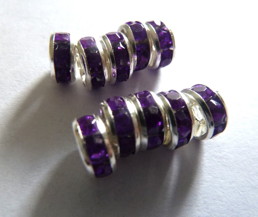 purple rhinestone spacers