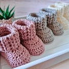 Baby Booties Crochet with V Puff Stitch Cuff 