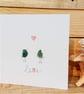 Sea Glass Lovebirds Card, Handmade Anniversary & Wedding Card, Keepsake Card - Image 1