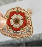 Tudor Rose Wooden Pin Badge - Folk Art History Brooch - Tudor England Wooden pin - Image 2