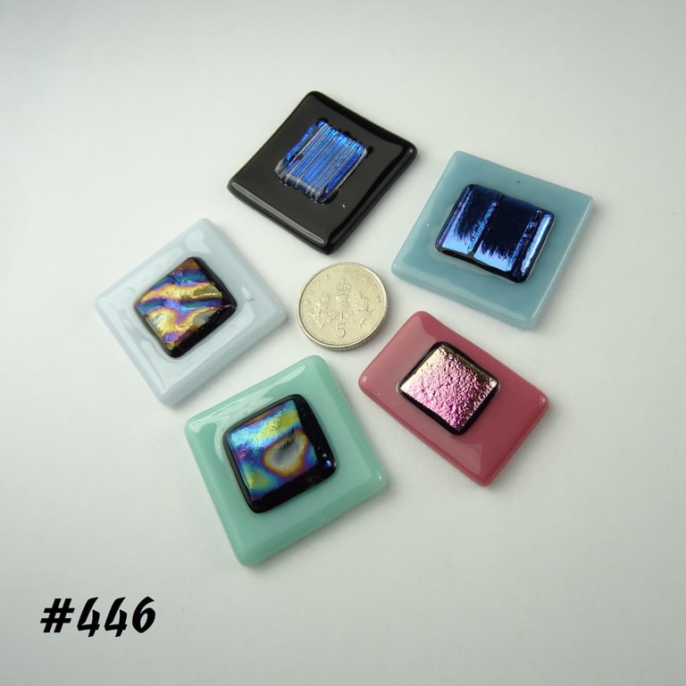 5 mixed glass cabochons, accessory glass, jewellery making, multicoloured (446)