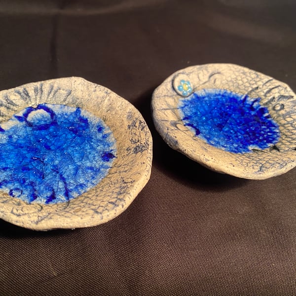 Blue trinket dish