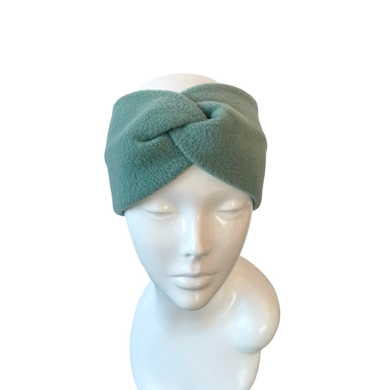 Pastel Mint Fleece Headband Soft Wide Adult Twist Winter Ear Warmer Head Wrap