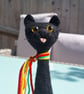 Funky Needle-Felted Cat Ornament – Handmade Wool Sculpture with Scarf (One Cat) - Image 10