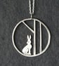 Edge of the woods silver hare necklace