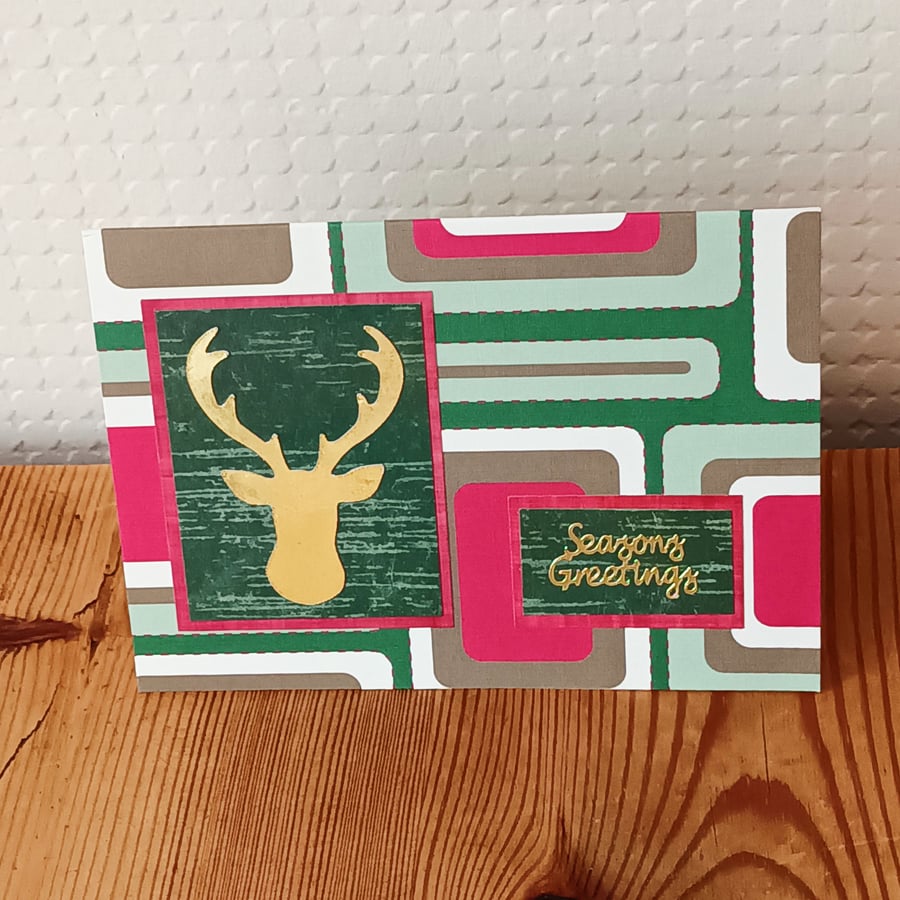 Gold Stag Christmas Card