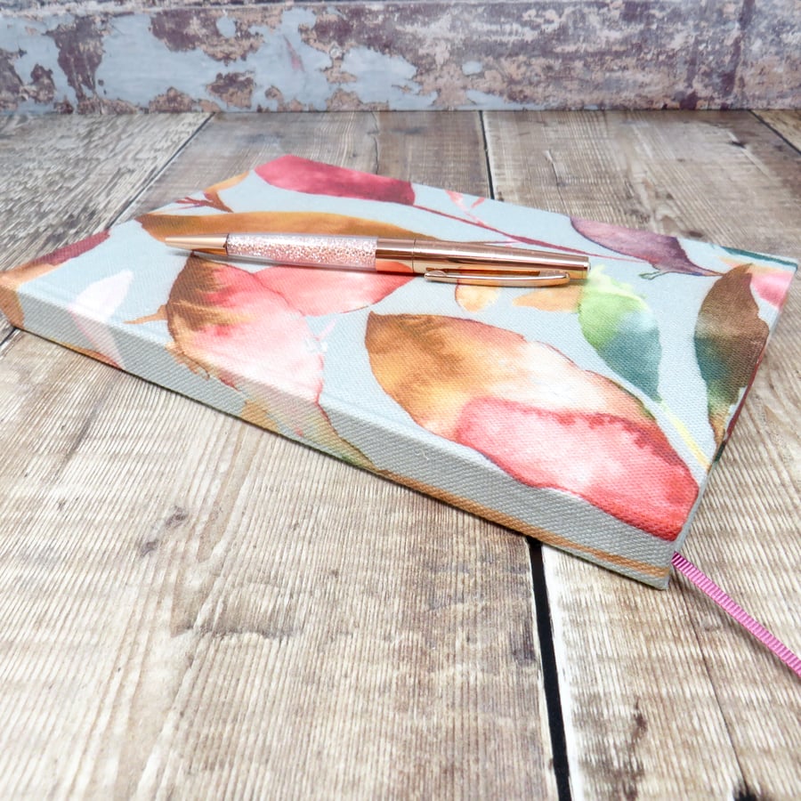 Leaf print handmade notebook