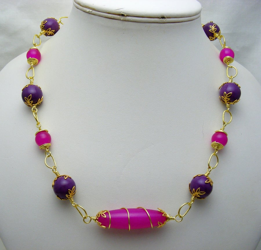 Fuchsia and Purple Necklace
