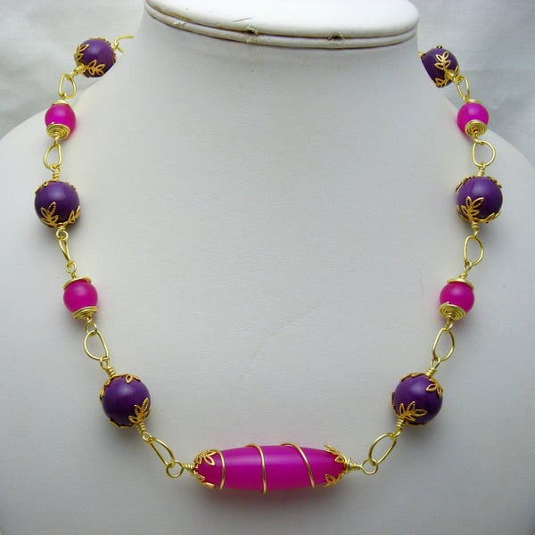 Fuchsia and Purple Necklace