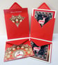 Christmas Cards - Pack of four - Red Reindeer Display unique design. - Image 2