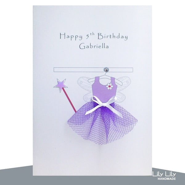 Purple Fairy Card, 3rd, 5th, 6th, 7th Birthday Card - Personalised