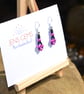Black and Vibrant Pink Beadwork Earrings - Image 3