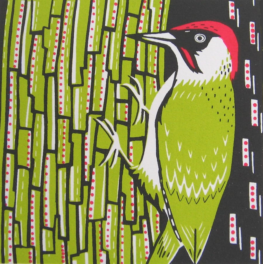 Green Woodpecker original limited edition screen print
