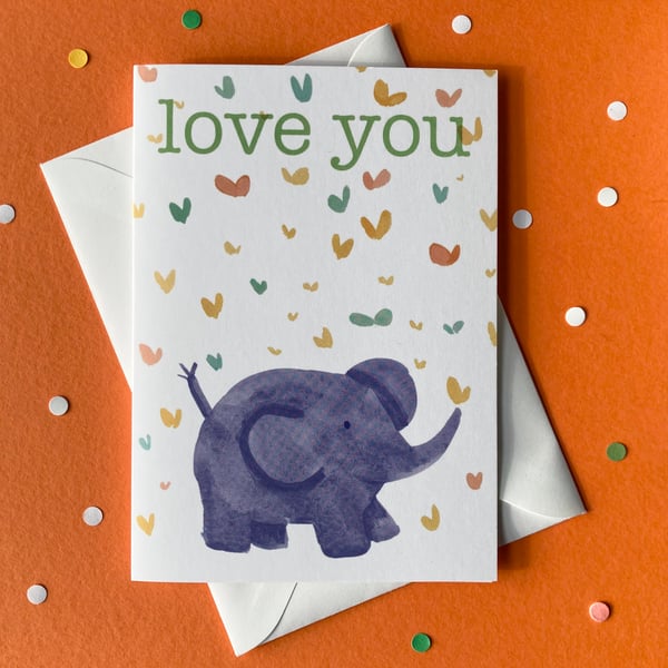 Love You baby elephant card -best friend  valentines galentines card by Jo Brown