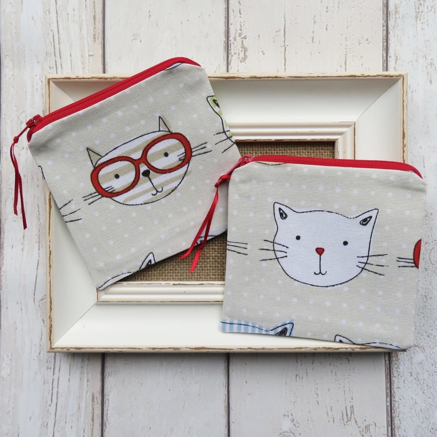 Cartoon Cat Faces Print Coin Purse