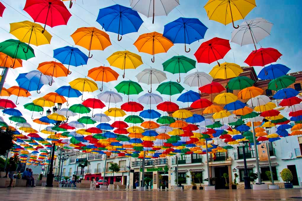 Colourful Umbrellas Torrox Costa Del Sol Spain Photograph Print