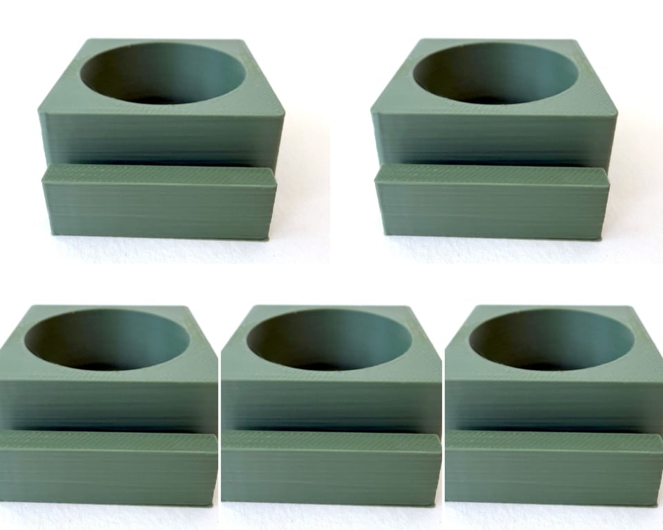 Five green tea light display stands for fused glass panels - 4mm slot