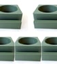 Five green tea light display stands for fused glass panels - 4mm slot