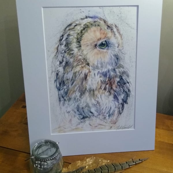 A4 or A3 signed Art Print, Owl