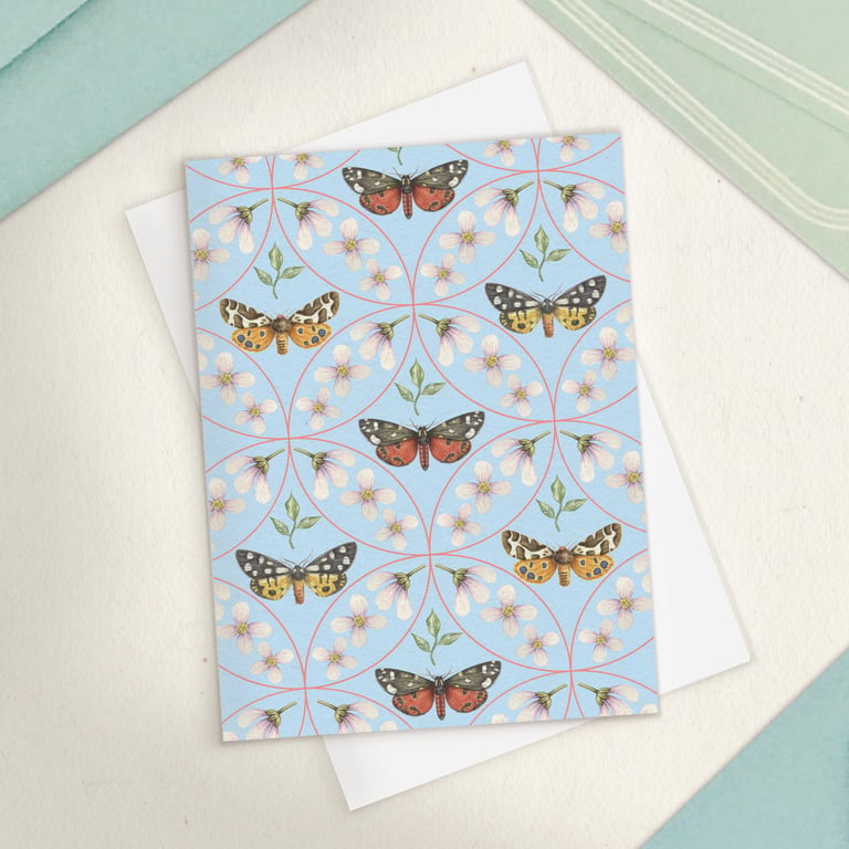Single Moth Pattern Greetings Card - A6 Size