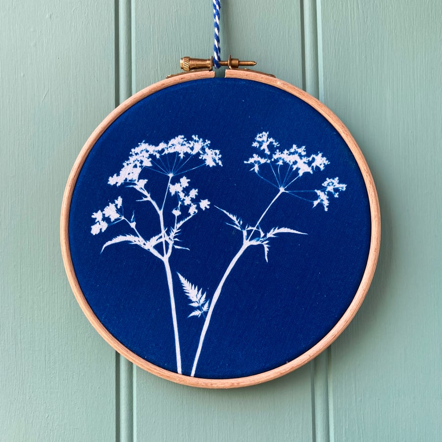 Cow Parsley Cyanotype 2 Embroidery Hoop Seconds Sunday