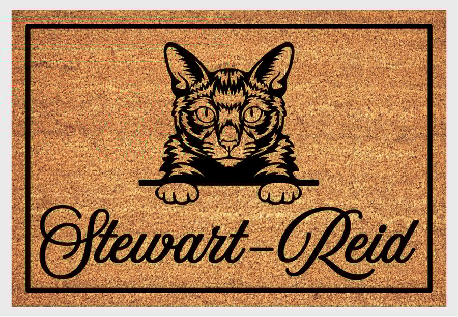 Russian Blue Cat Door Mat - Personalised Russian Blue Cat Welcome Mat - 3 Sizes