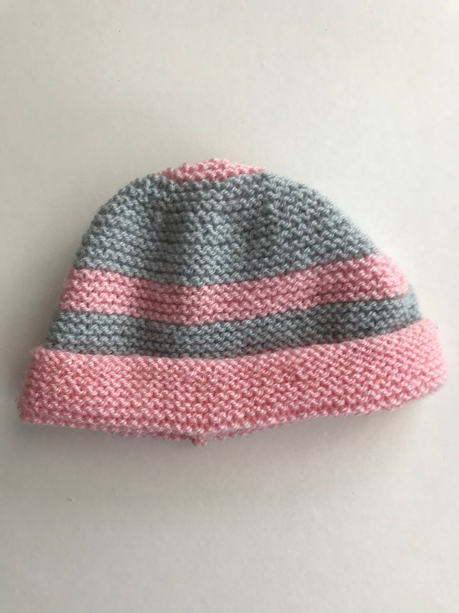 Hand knitted striped hat