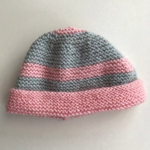 Hand knitted striped hat