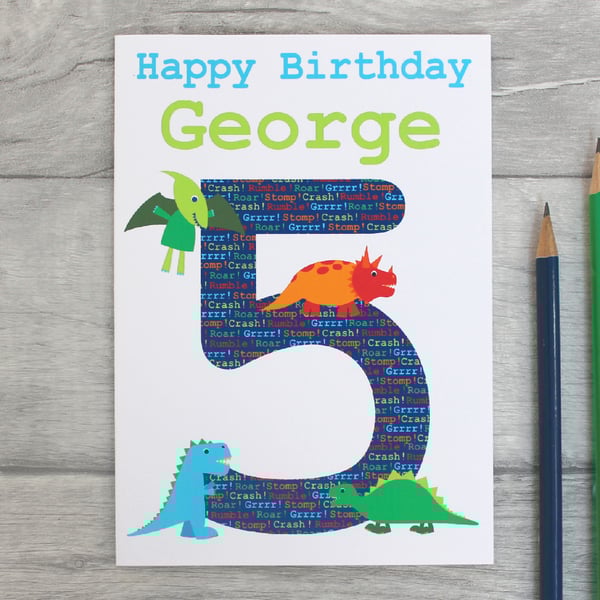 1st, 2nd, 3rd, 4th, 5th, 6th Dinosaur Birthday Card.