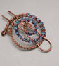 Wire Wrapped Copper Hair Bun Holder with Blue Faceted Crystals – Elegant Boho