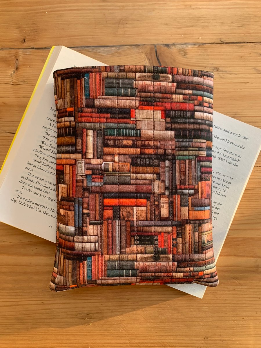 Book Print Quilted Fabric Book Sleeve