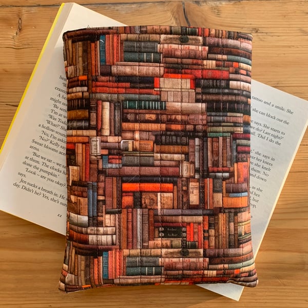 Book Print Quilted Fabric Book Sleeve