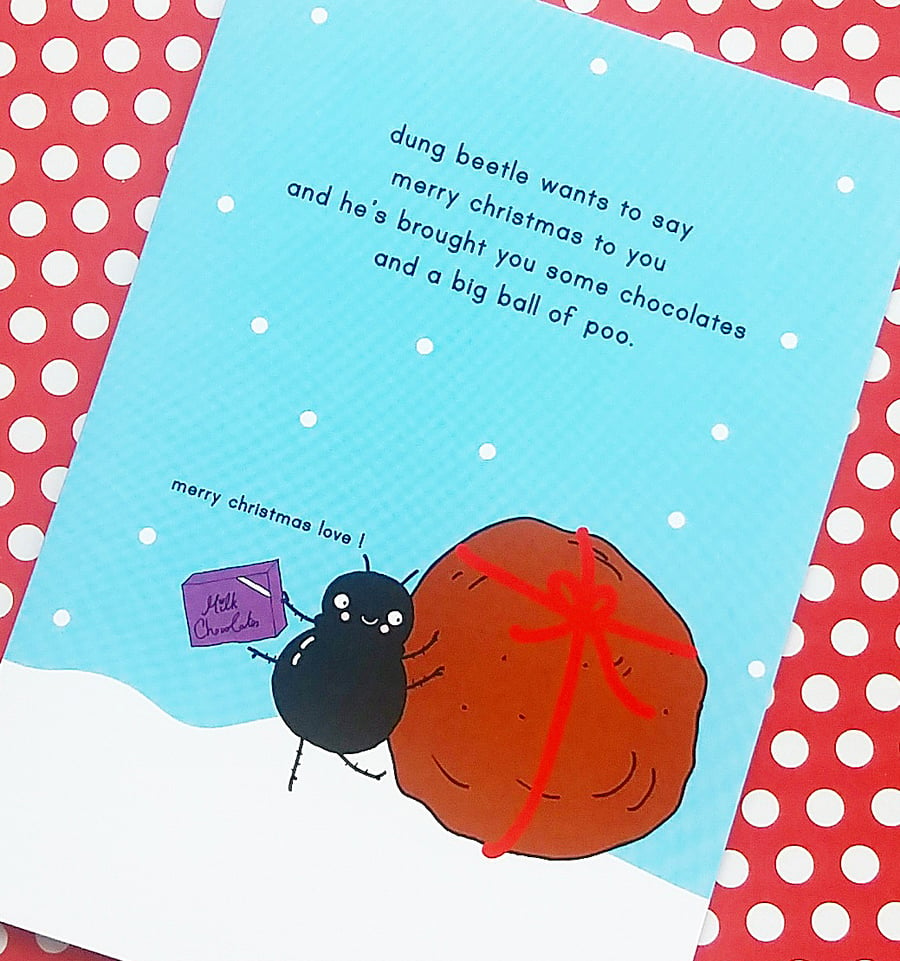 christmas card - dung beetle's christmas pressie