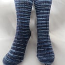 Hand-cranked Sparkly Knitted Ribbed Wool Socks Size 4 to 5