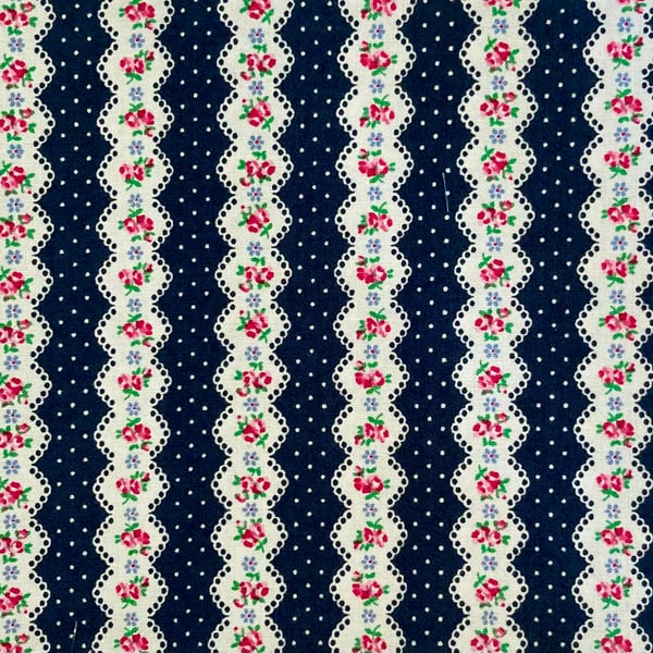 Navy Striped Floral Fabric