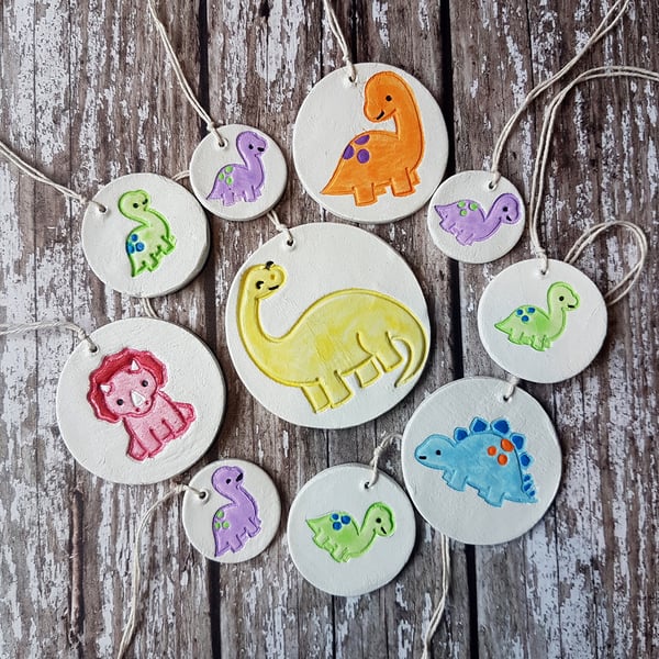 Colourful Dinosaur clay hanging decoration CHOOSE YOUR STYLE