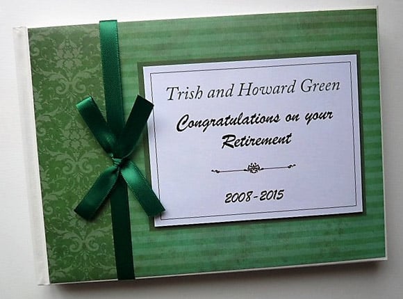Green Retirement Guest book, retirement keepsake, gift