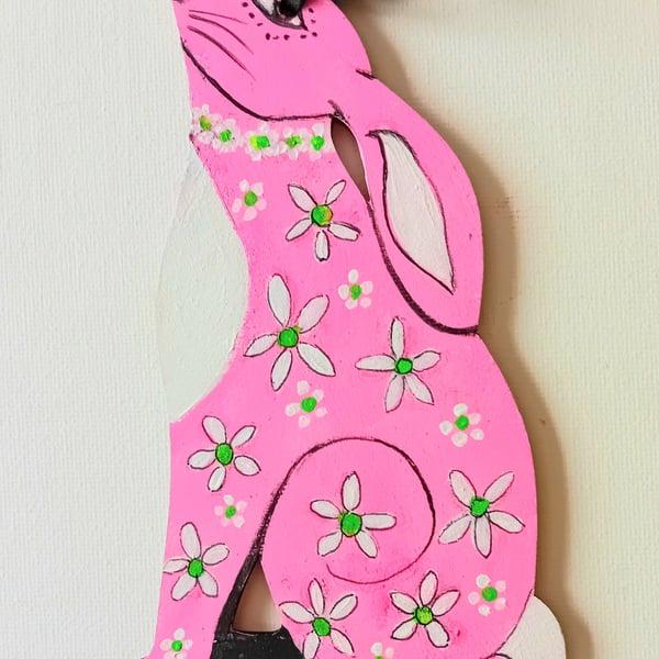 pretty pink hare with daisies