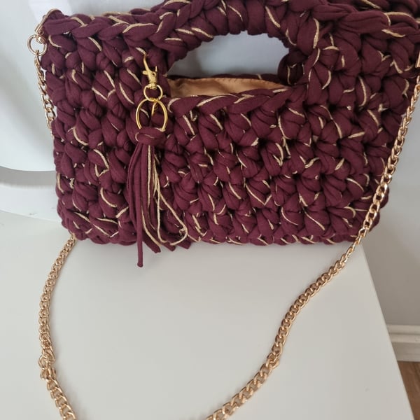 Handcrochet bag with detachable tassle keyring 