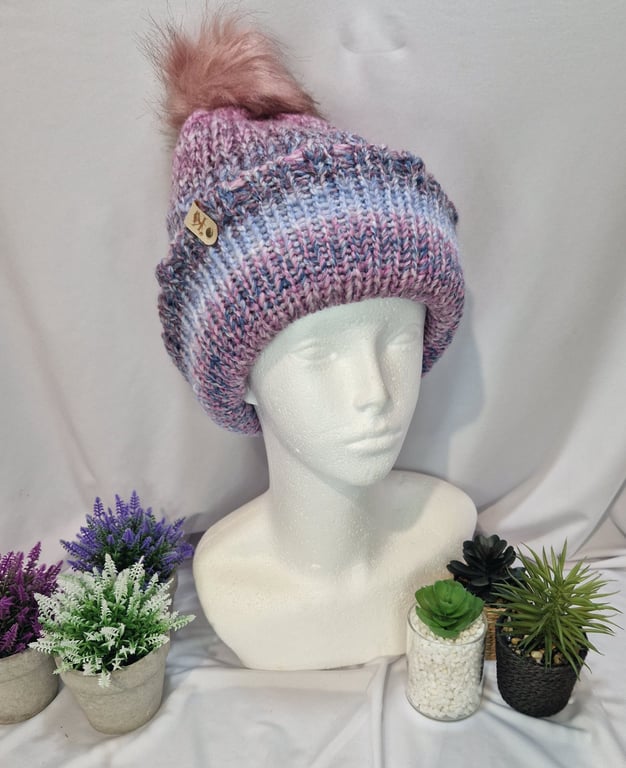 Adults Knitted Pompom Hat- large