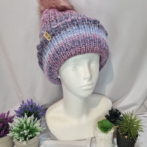 Adults Knitted Pompom Hat- large