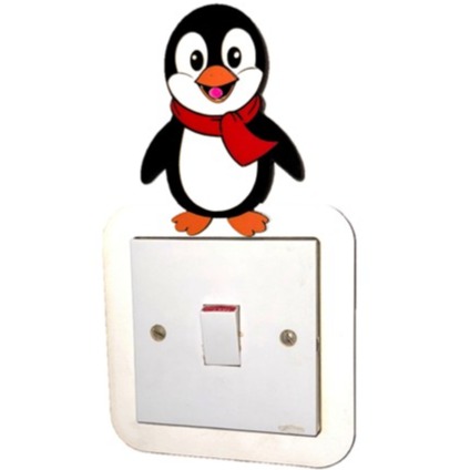Penguin Light Switch Surround: Plywood Kids Bedroom Decor - Nursery Art