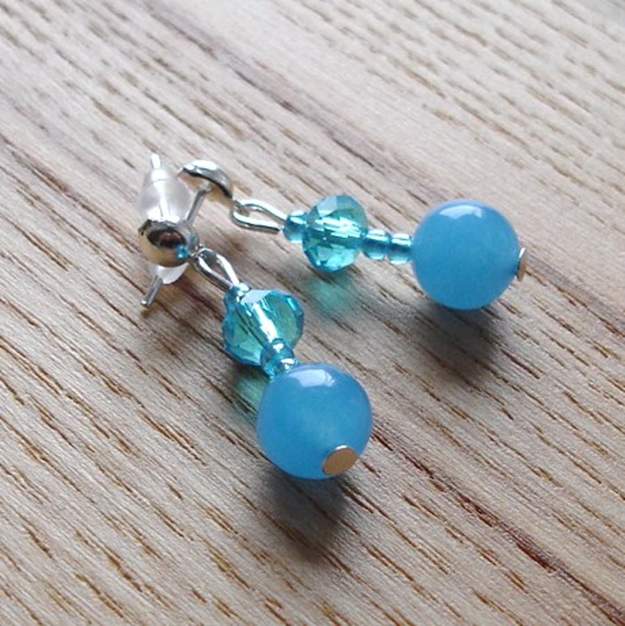 Sparkly Blue Glass Bead Earrings