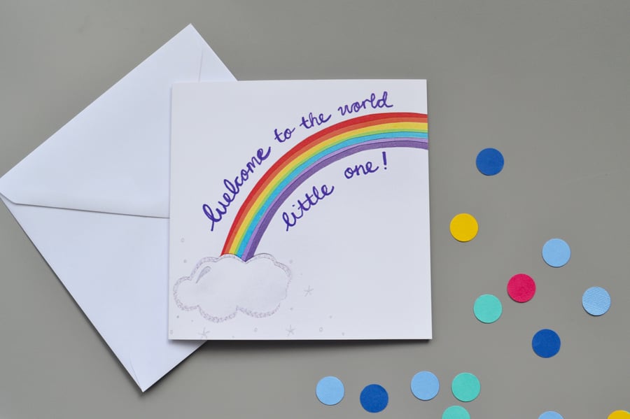 Welcome to the World new baby rainbow card